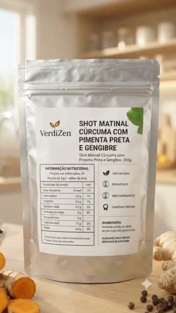 Vídeo de Shot Matinal Cúrcuma, Gengibre E Pimenta 200g Verdizen