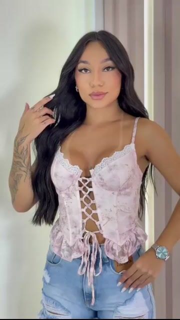 Video de Corset Floral com Amarração e Renda