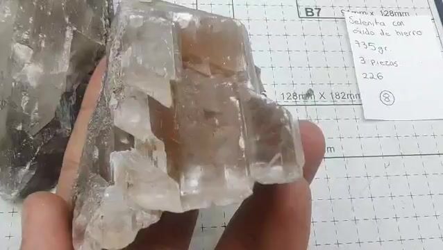 Video de 3 Piezas Selenita con Óxido de Hierro | Formaciones 735 g