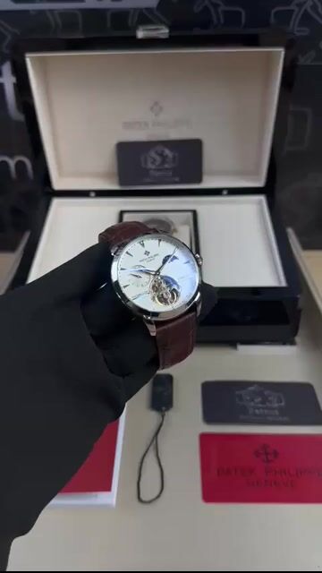 Video de Patek Philippe Tourbillon 42mm - AÇO ROSE/MOSTRADOR BRANCO - COURO