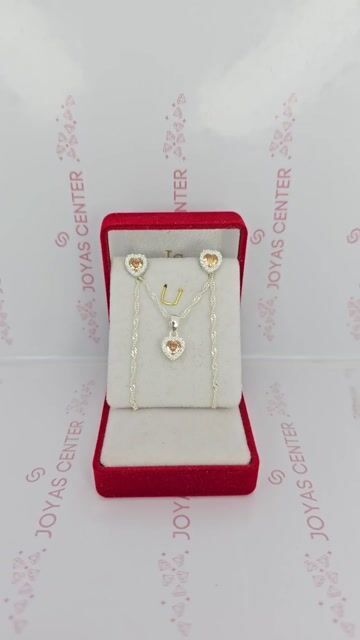 Video de Conjunto Plata 925 Corazon Ambar Aros Dije Cadena C1930 Ámbar
