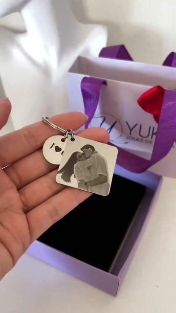 Video de Chaveiro Personalizado com Calendário com Foto e Frase Aço