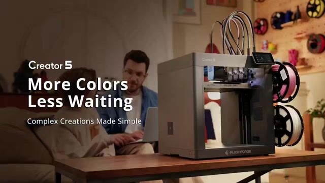 Vídeo de PRÉ-VENDA - Impressora 3D Flashforge Creator 5 – Alta Velocidade com 4 Cabeçotes Independentes