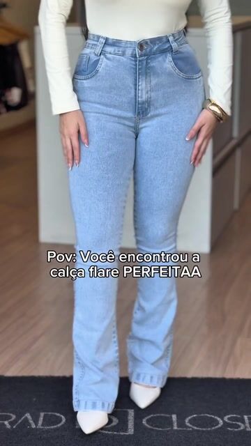 Vídeo de CALÇA FLARE LYCRA JEANS CLARO