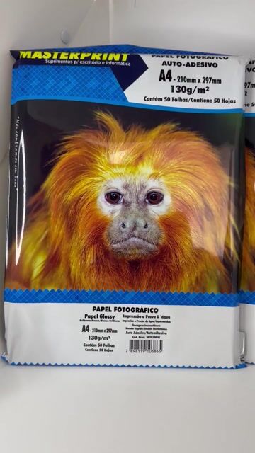 Vídeo de Papel Fotográfico Adesivo A4 Glossy 130g 50 Folhas Masterprint Branco