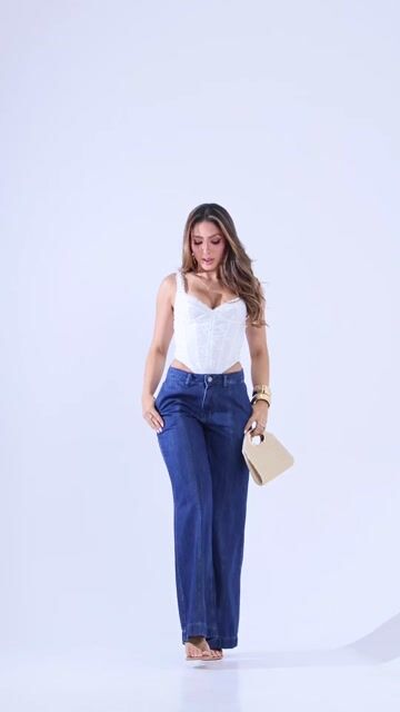 Video de Calca Fem. Wide Leg Com Recortes - 5120