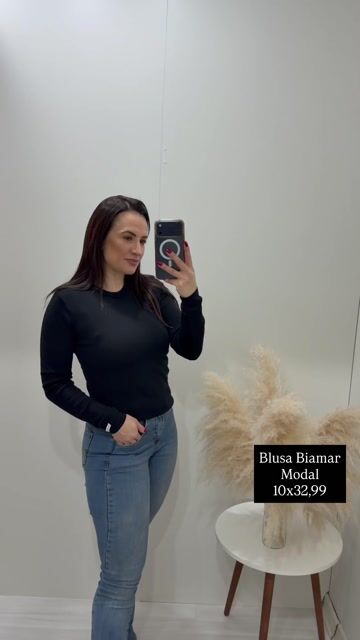 Video de Blusa Modal Gola Redonda Biamar - 11397 Preto