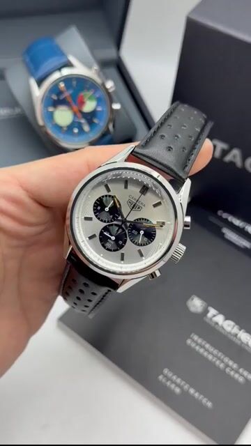 Video de TAG Heuer Chrono Carrera 60 Th Anniversary 44mm - AÇO/MOSTRADOR BRANCO - COURO