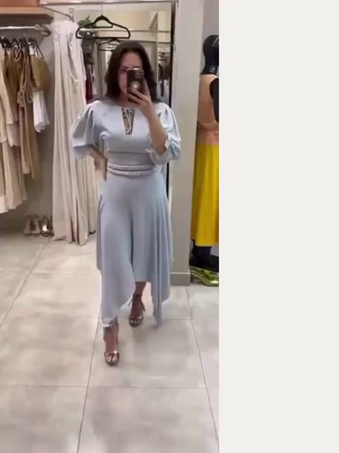Video de Vestido Litt Assimétrico - Azul -Tam 38