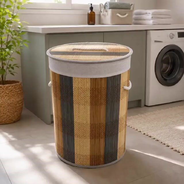 Video de CESTO PARA ROPA REDONDO BAMBOO MULTICOLOR