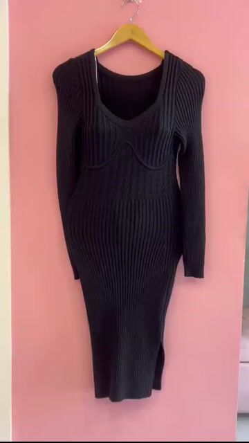 Video de 1010344 VESTIDO MG LONGA TRICOT PRETO