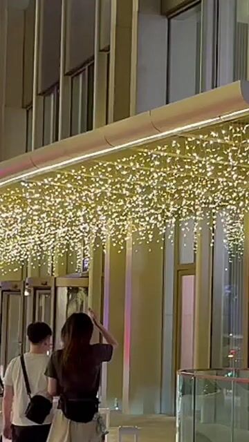 Video de Lluvia 10 mts luces led cortina destello blanco luz calida fija