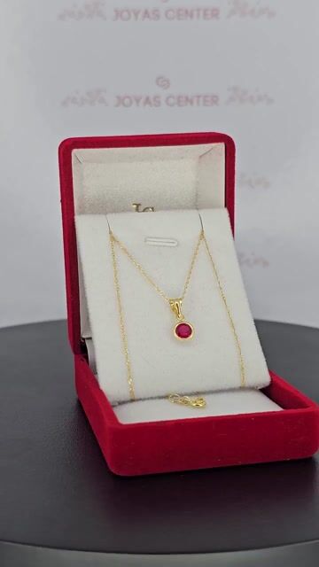 Video de Collar Oro 18k Piedra Blanca Rosa Roja 45 Cm Y 1.3 Gr C2131