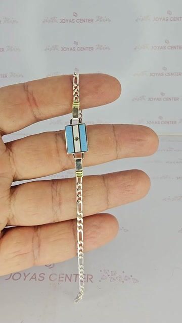 Video de Pulsera Plata/oro Figaro 3 X 1 Bandera Argentina 19cm C2341