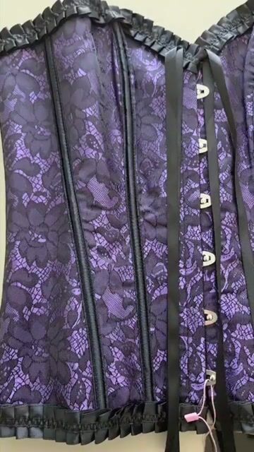 Video de Corset Espartilho Corselet Corpete Cosplay Fantasia Roxo