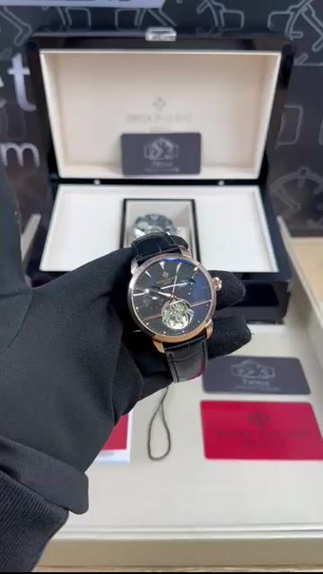 Video de Patek Philippe Tourbillon 42mm - Aço/Mostrador Branco - COURO