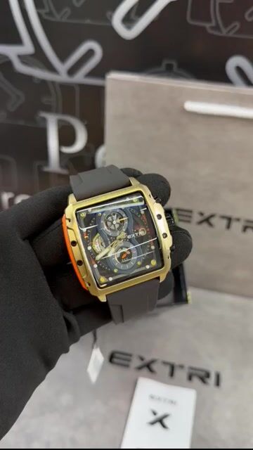 Video de EXTRI X6065 52mm - Aço dourado/Mostrador Preto - SILICONE