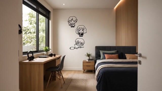 Vídeo de Kit de Adesivos Decorativos de Parede Autocolante Harry Potter, Rony e Hermione - Varinhas e Vassoura – 50 cm de Altura Cada