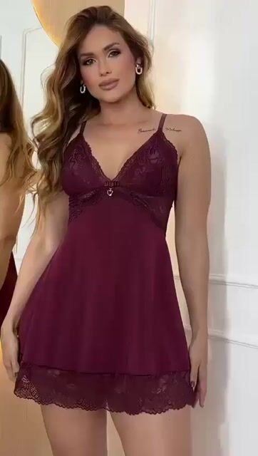 Vídeo de Camisola Com Calcinha Renda - 551