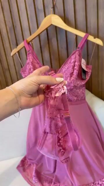 Vídeo de REF: 90026 - CAMISOLA COM FIO RENDA LIRIS