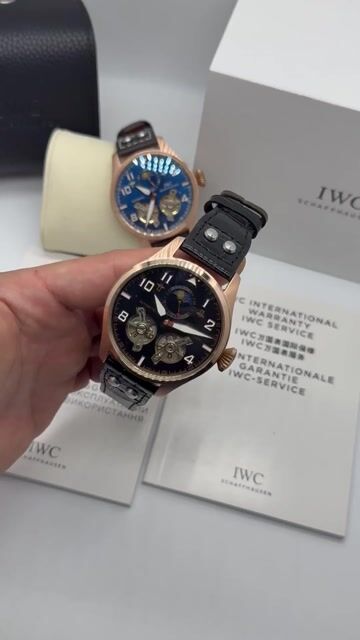 Video de IWC Tourbillon 43mm - AÇO ROSE/MOSTRADOR PRETO - COURO