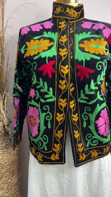 Video de Casaco de veludo boho Cod:J-14 preto/verde