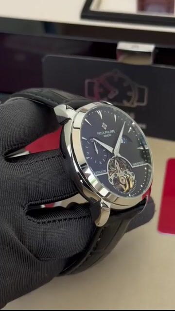 Video de Patek Philippe Tourbillon 42mm - AÇO/MOSTRADOR PRETO - COURO