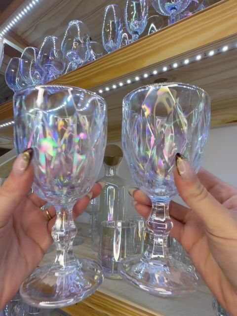 Video de Set x6 Copas Vidrio Diamante Tornasol