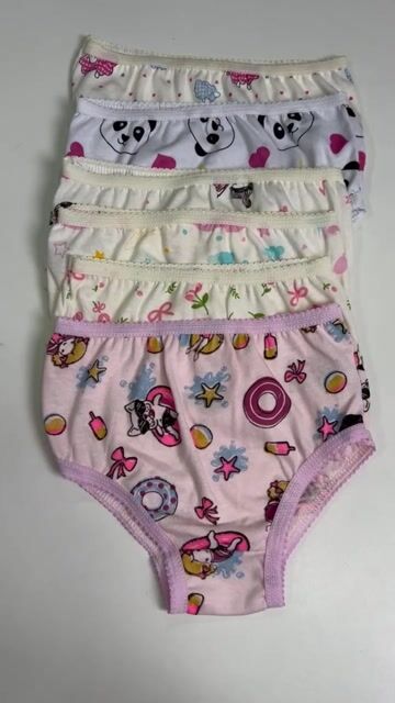 Video de Kit 6 Calcinha Menina Infantil de Algodão Criança Tradicional Estampada Com Forro interno