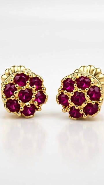 Video de Aros de Oro 18K Frutillita con Rubíes