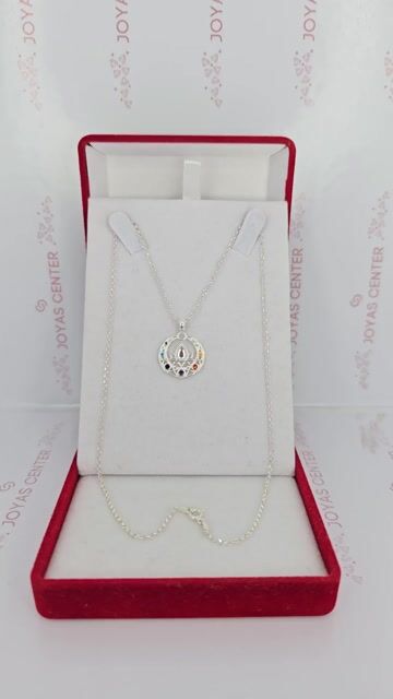 Video de Collar De Plata 925 Flor Loto Chakras Color Mini Rolo C1934 Plateado