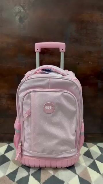Video de MOCHILA ELF CON CARRO BASE DE GOMA glitter ROSA