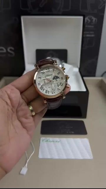 Video de Chenxy 44mm - AÇO DOURADO/MOSTRADOR BRANCO - COURO