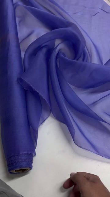 Vídeo de Tecido Organza 100% Seda Pura - Azul LD