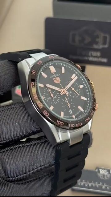 Video de TAG Heuer Carrera 44mm - AÇO COM ROSE/MOSTRADOR PRETO - SILICONE
