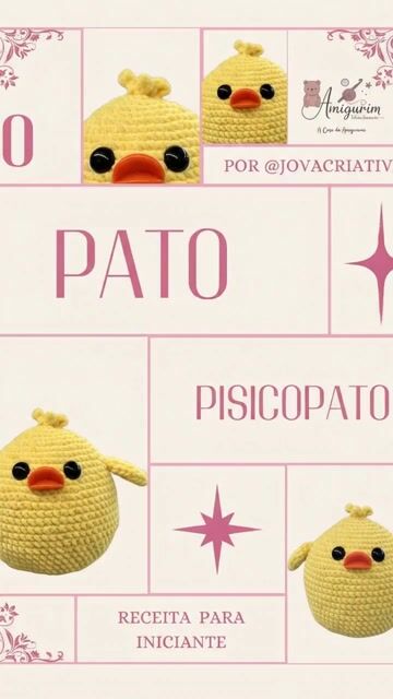 Vídeo de Receita de Pato Amigurumi em PDF | Crochê