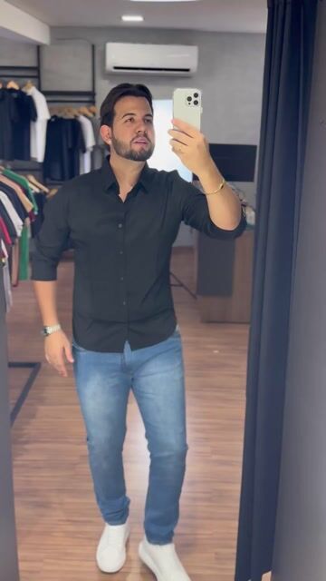 Video de Camisa Social ML Poliamida Preta