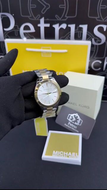 Video de Michael Kors Slim Runway MK3198 41mm - Aço com dourado/Mostrador Branco