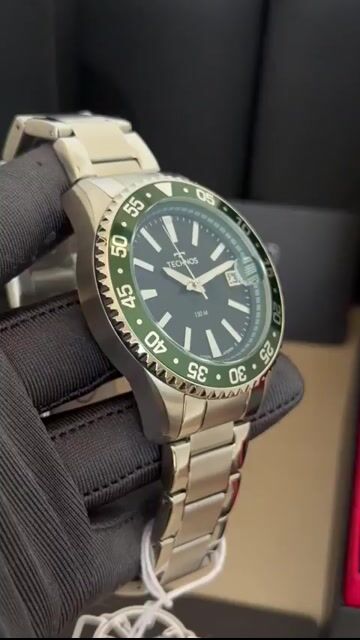 Video de Technos Diver Acqua Hulk 44mm - AÇO/MOSTRADOR VERDE