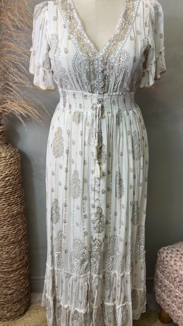Video de Vestido longo boho ofwhite Cod:70