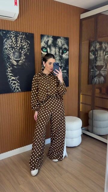 Video de CONJUNTO bianc crepe chifon (marrom poa)