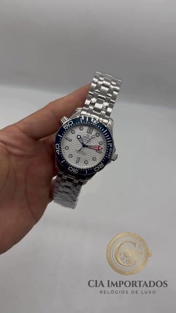Vídeo de Seamaster Professional Relógio Premium Branco e Azul Masculino | CIA IMPORTADOS