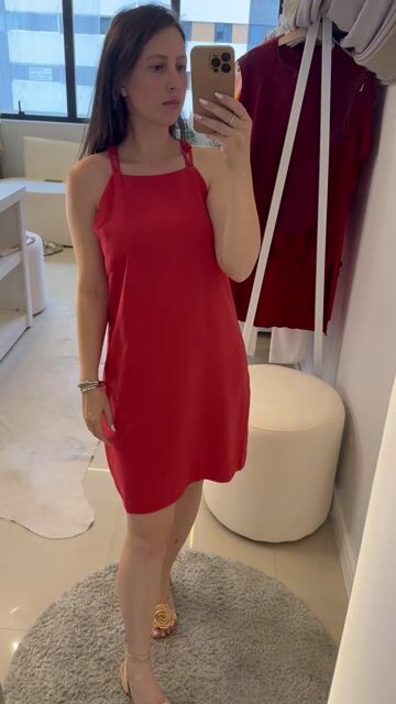Vídeo de Vestido curto regata com detalhe de nó nas alças vermelho