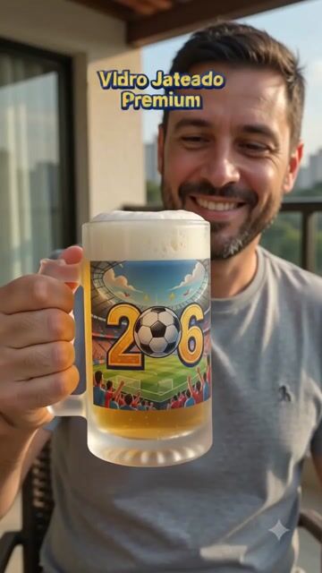Vídeo de Caneca De Chopp Vidro Jateado Fosco 475ml Copa Do Mundo 2026