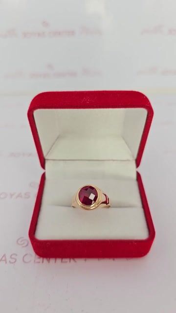 Video de Anillo Oro Rojo 18k Con Piedra Cubic Roja Encamisado C1954