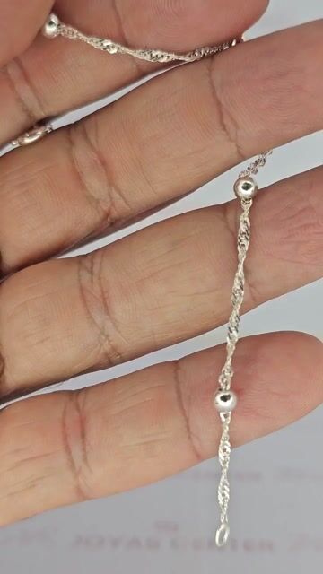 Video de Pulsera Plata 925 Singapur Con Bolitas 19 Cm Pd - C2257