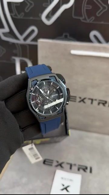 Video de EXTRI X6135 47mm - Aço Black/Mostrador Preto - SILICONE