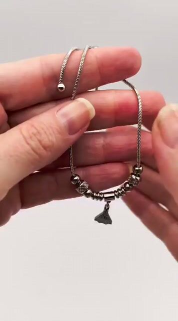 Video de Pulseira em Inox Prateada com Berloque de Nossa Senhora Aparecida- regulável