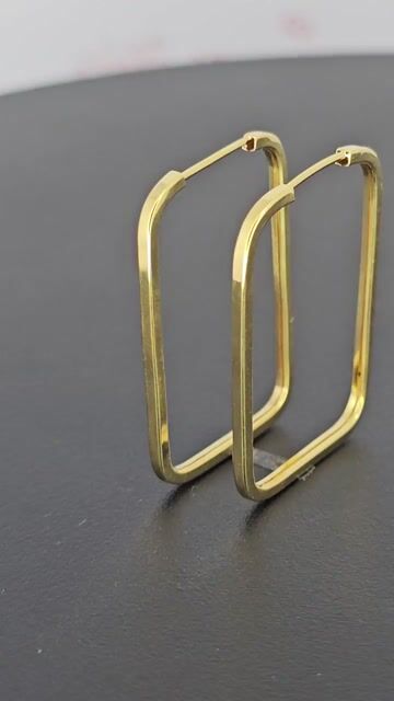 Video de Aros Oro 18k Argollas Cuadradas 2.5 Gr 25x34mm Rbt - C2358