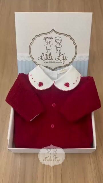 Video de Kit Macacão Tricot Vermelho + Body Flor e Caixa de Presente